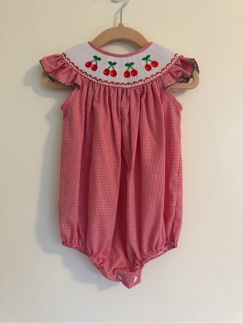 NWOT Edgehill Collection Red Gingham Cherry Smocked One-Piece